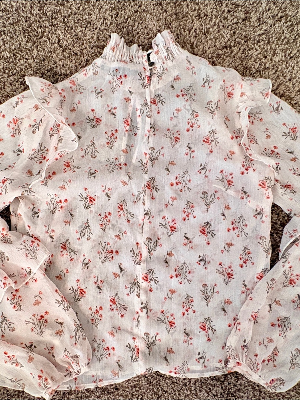 Floral Sheer Blouse with Pink Accents Forever 21 small